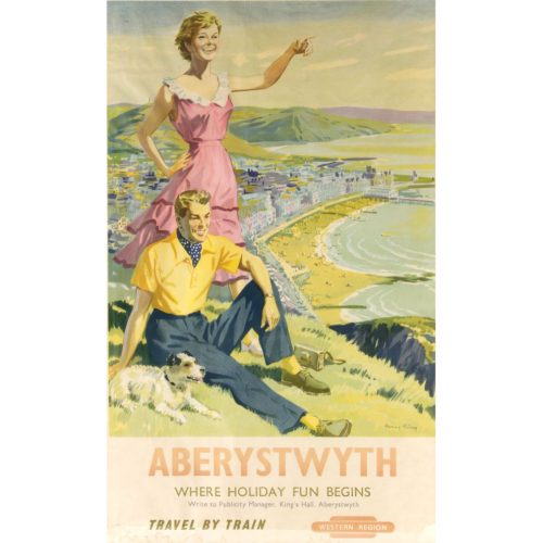 Aberystwyth original vintage British Railways travel poster Harry Riley