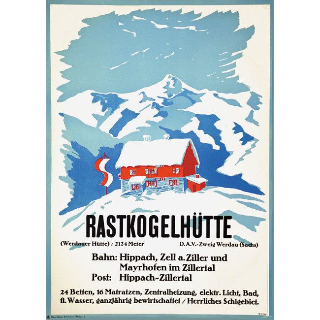 Rastkogelhütte Vintage Ski Poster