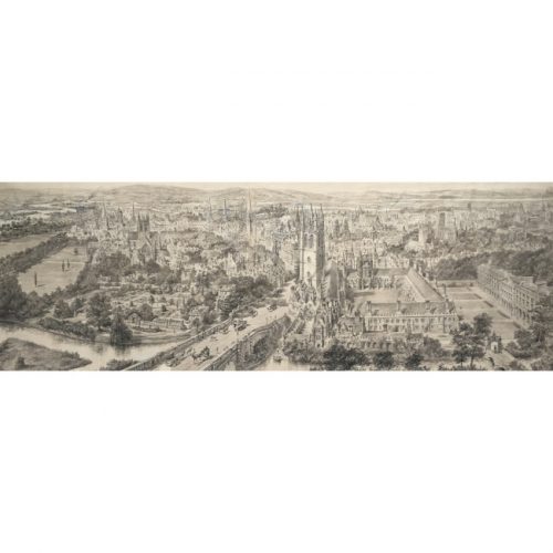 Henry William Brewer Bird's-Eye Panorama of Oxford 1893 pen and ink for sale