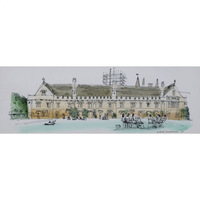 David Gentleman Magdalen College Oxford watercolour