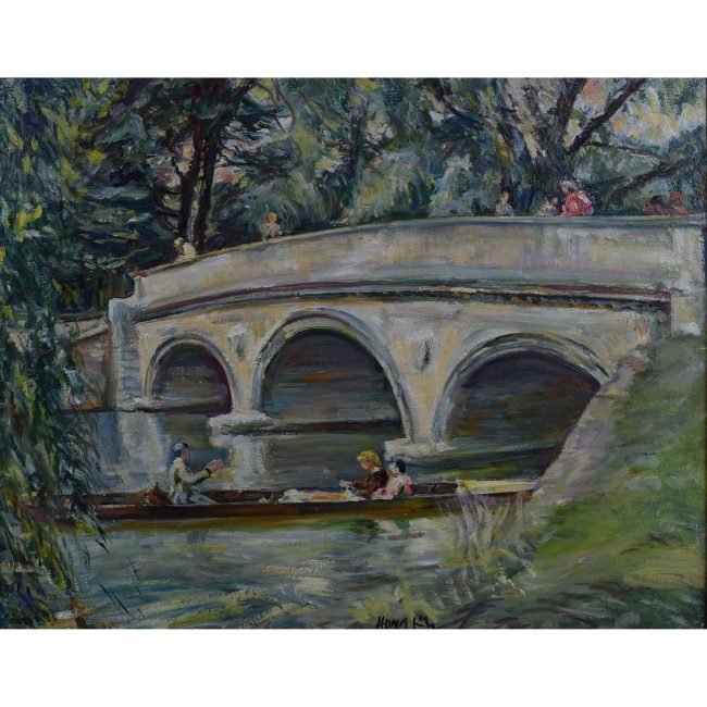 Nancy Huntly Trinity College Cambridge Bridge oil on canvas