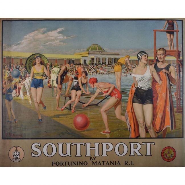 Fortunino Matania Southport Poster for LNER