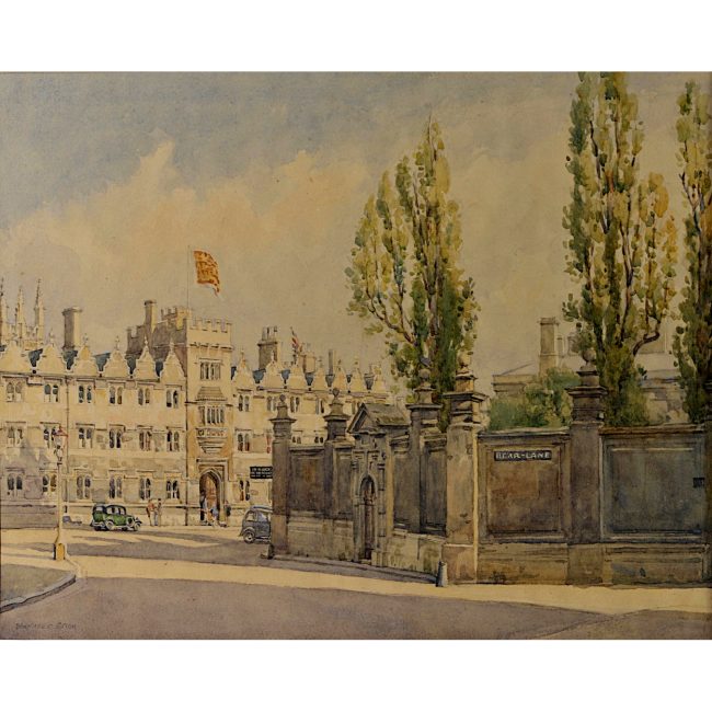 Bernard Cecil Gotch Oriel College from Bear Lane watercolour for sale