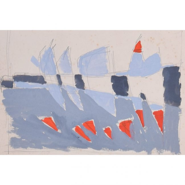 Clifford Ellis Sailing Boats in Blue and Red