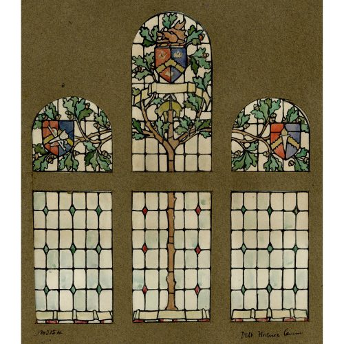 Florence Camm Stained Glass Window Design with Oak Leaves