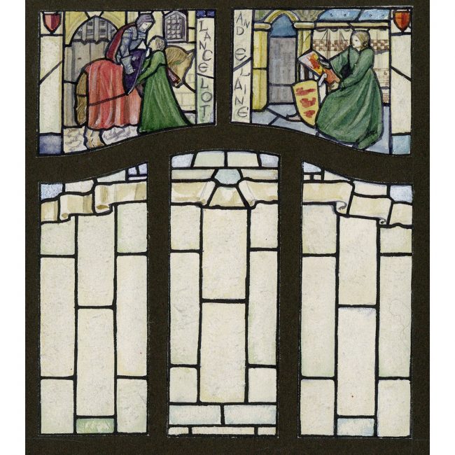 Florence Camm Lancelot and Elaine Stained Glass Window Design