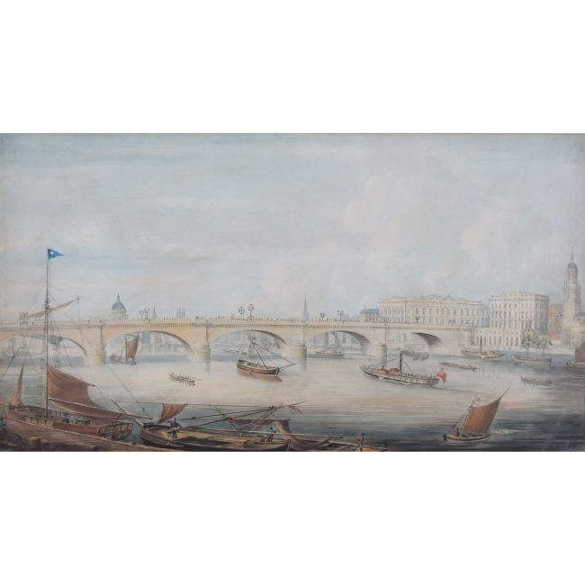 G. Yates (1790-1840) London Bridge from the East showing Fishmonger's Hall, St Magnus and St. Paul's Cathedral c.1831 Watercolour
