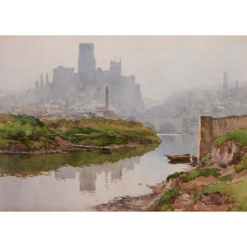 Ernest William Haslehust Durham Cathedral and the Wear watercolour