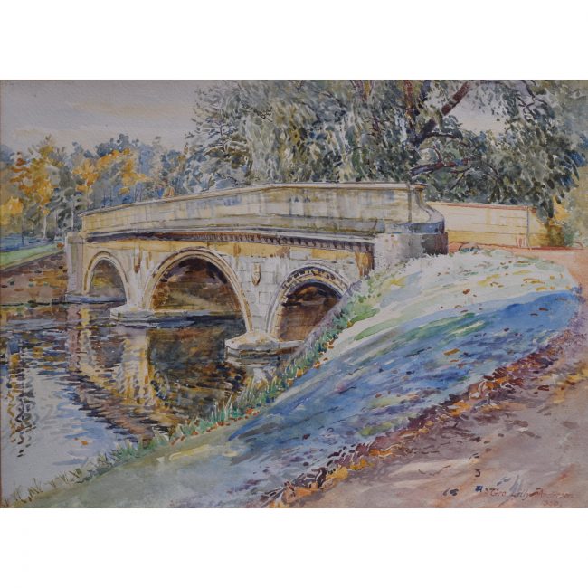George Lilly Anderson Trinity College Cambridge Bridge on the Backs watercolour for sale