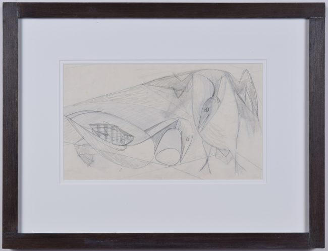 Clifford Ellis Ducks pencil sketch in butt-jointed Nicholson frame