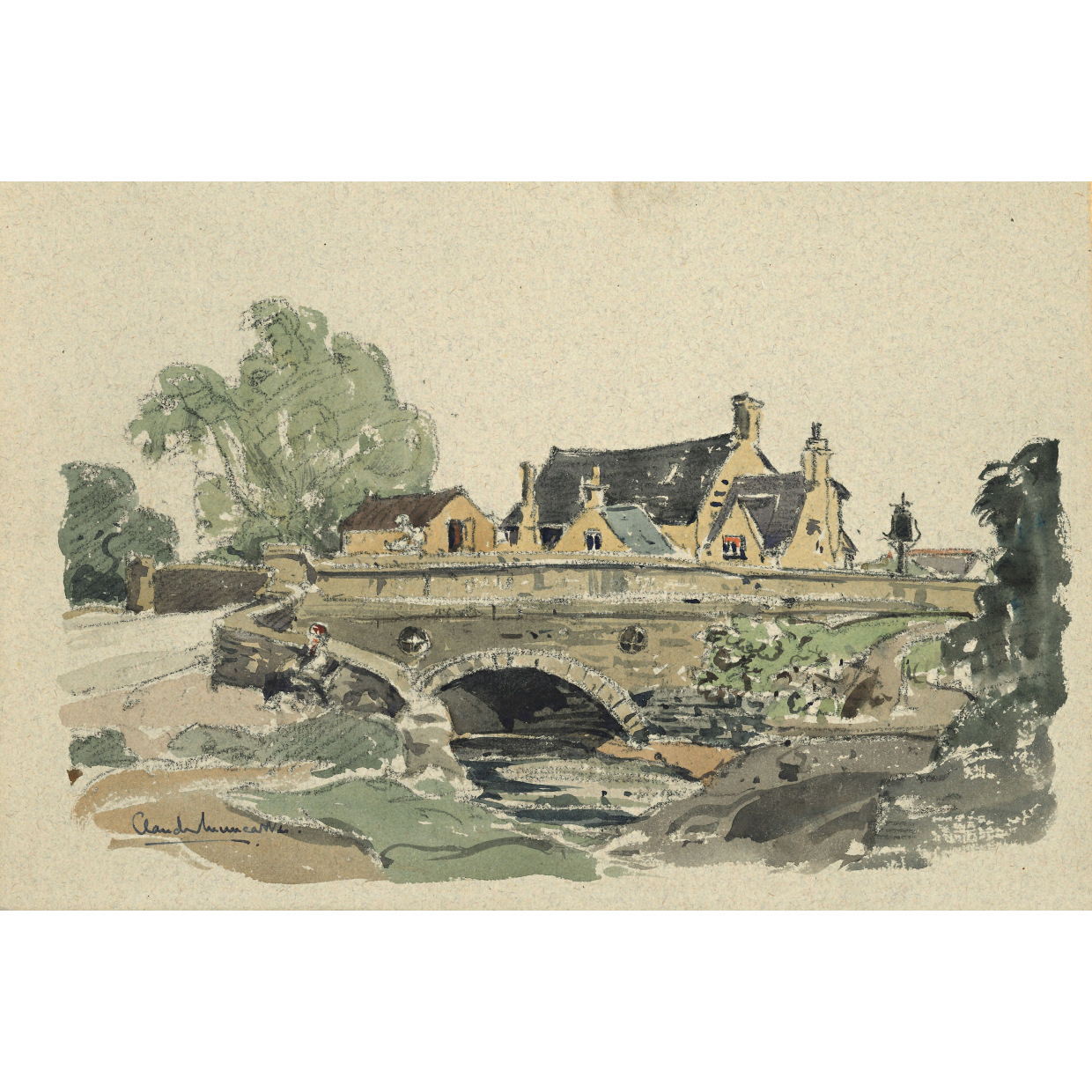 Claude Muncaster South Cerney Gloucestershire The Old George Inn Watercolour for sale