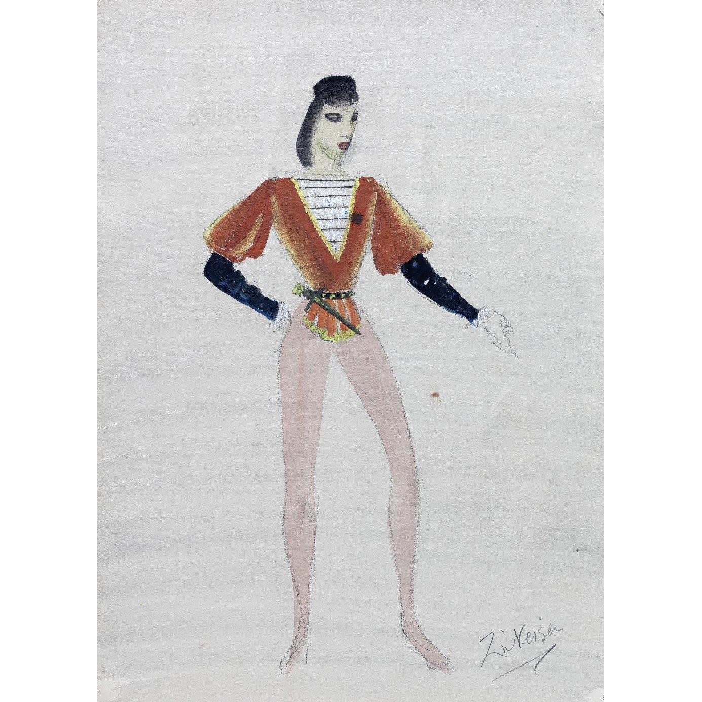 Doris Zinkeisen Original Costume Design for Viola for Twelfth Night for 1942 ballet tour for sale
