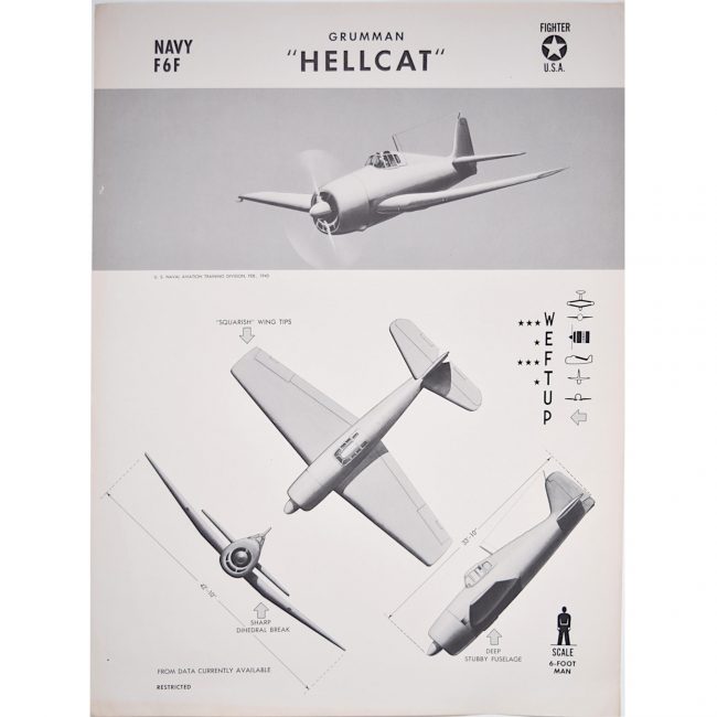 Grumann Hellcat aircraft original WW2 recognition poster
