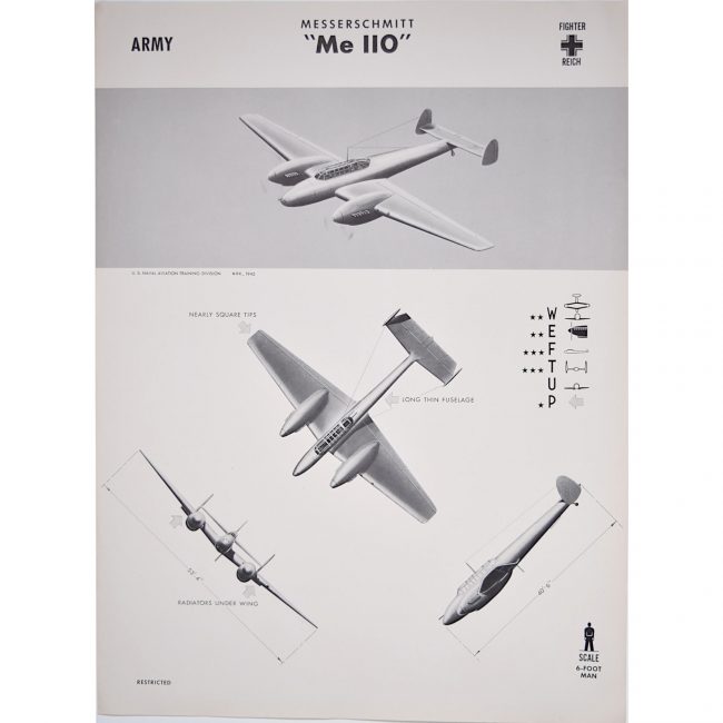 Messerschmitt Me 110 aircarft recognition poster