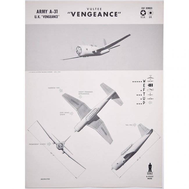 Vultee Vengeance dive bomber WW2 recognition poster