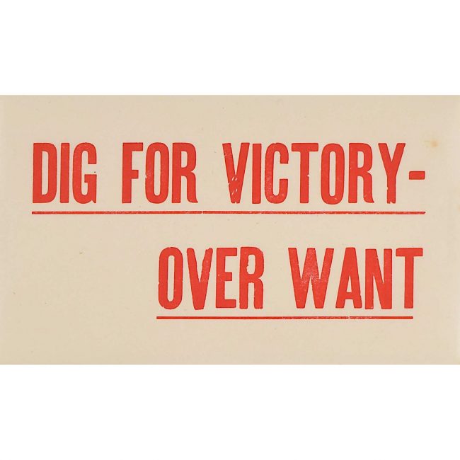 Dig for Victory over Want poster label for sale