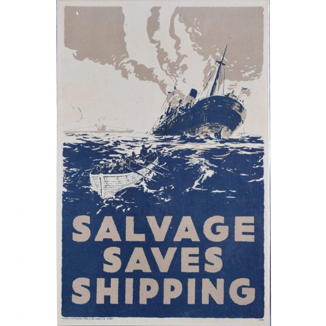 Salvage Saves Shipping World War II recycling poster