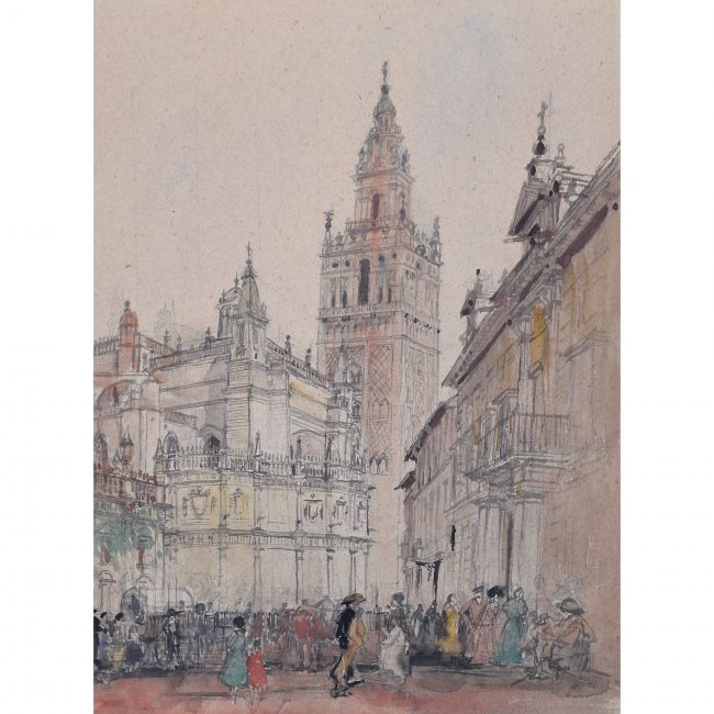 Sir Albert Richardson La Giralda Seville watercolour for sale