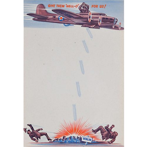 1942 World War 2 American Propaganda writing paper Porto Service Chicago poster