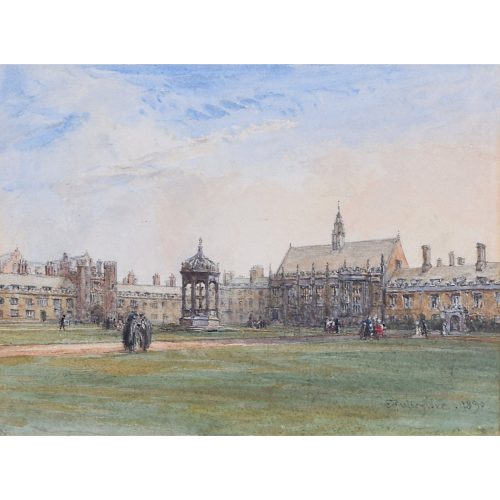 John Fulleylove Trinity College Great Court, Cambridge 1890 watercolour