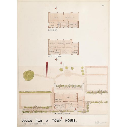 Design for Modernist Game Keeper Lodge architectural drawing Mid Century Modern