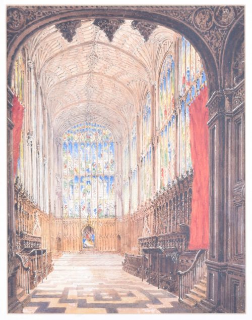 King's College Chapel Cambridge 1844 watercolour Joseph Murray Ince