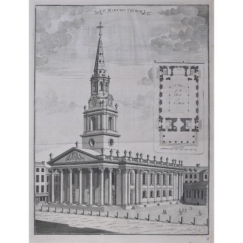 Johannes Kip St Martin in the Fields Church engraving London Trafalgar Square
