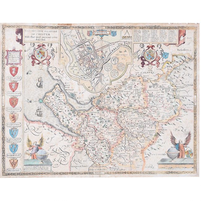 John Speede Map The Countye Palatine of Chester with that most ancient citie
