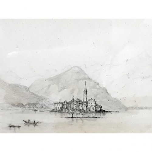 Oscar Andreae: Isola Pescatori Lago Maggiore Italy drawing 1862