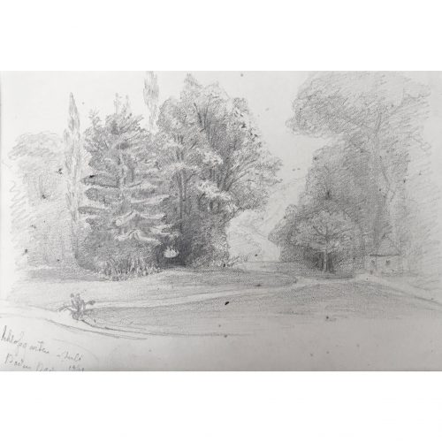 Oscar Andreae: Schlossgarten, Baden Baden, Germany - 1861 drawing