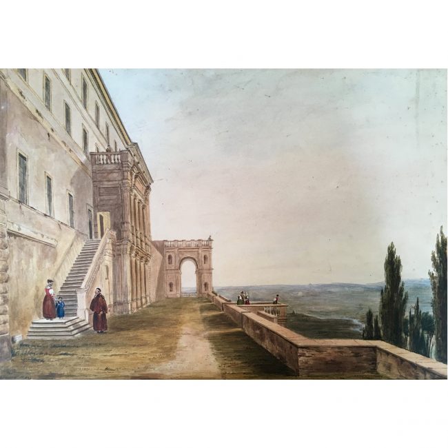 19th Century European watercolour 'View from an Italian Villa'