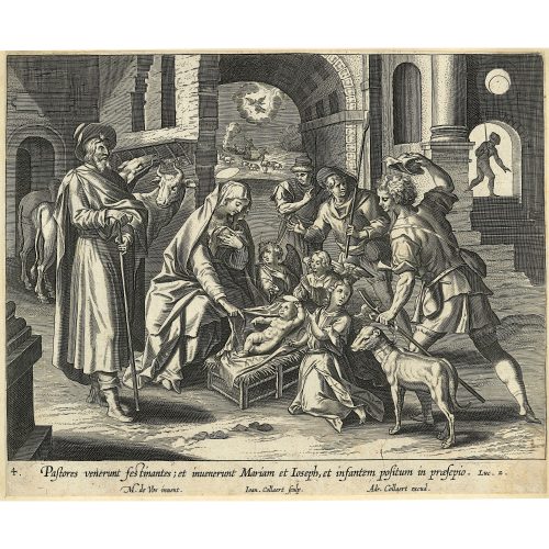 Adrian Collaert early engraving Martin de Vos Pastores venerunt festinantes