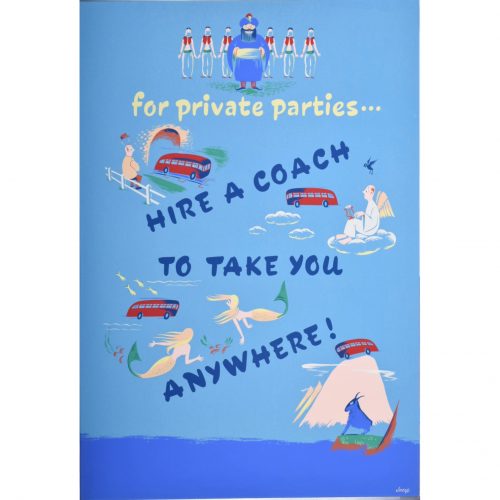 For Private Parties... Hire a Coach Vintage British - English Travel Poster