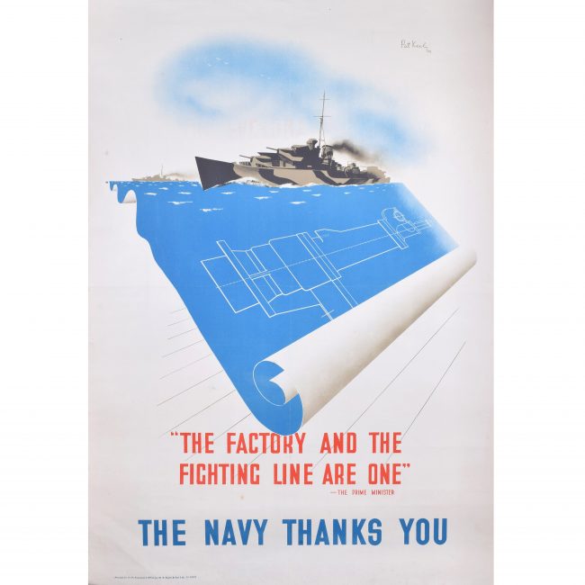 Pat Keely World War Two Royal Navy Poster - The Navy Thanks You