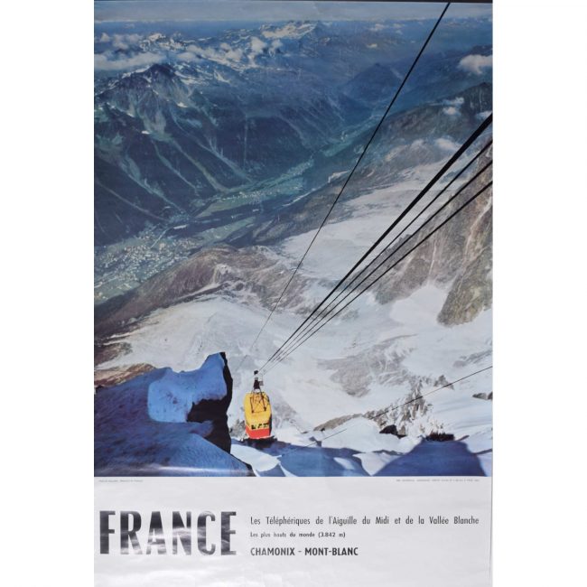 Chamonix Vallée Blanche French skiing poster Télépheriques de l'Aiguille