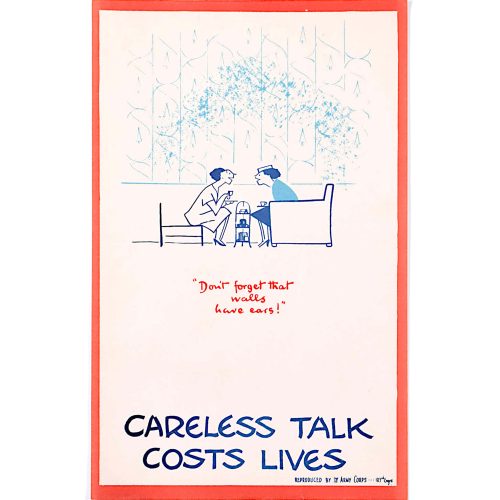 Careless Talk Costs Lives 'Fougasse' III Army Corps Edition World War 2 Poster