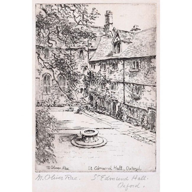 Mabel Oliver Rae St Edmund Hall Oxford etching c. 1920