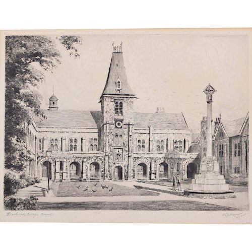 A J Meyer Dulwich College London c. 1920 Etching