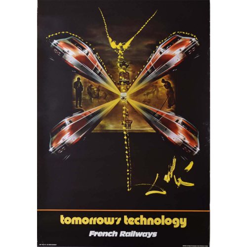 Salvador Dali 1976 SNCF Poster French Railways Tomorrow's Technology