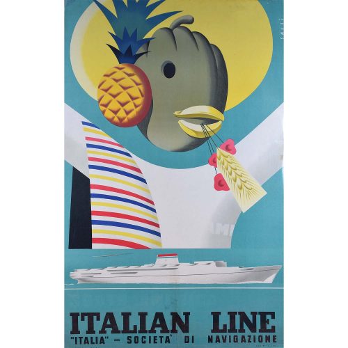 Sassi Italian Line Poster Society of Navigation