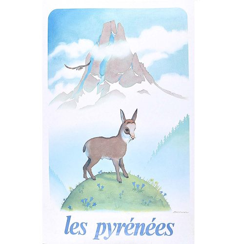 Samivel Original Ski Poster Les Pyrénées France