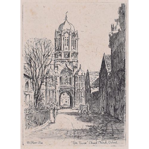 Mabel Oliver Rae Christ Church Oxford College University etching c. 1920