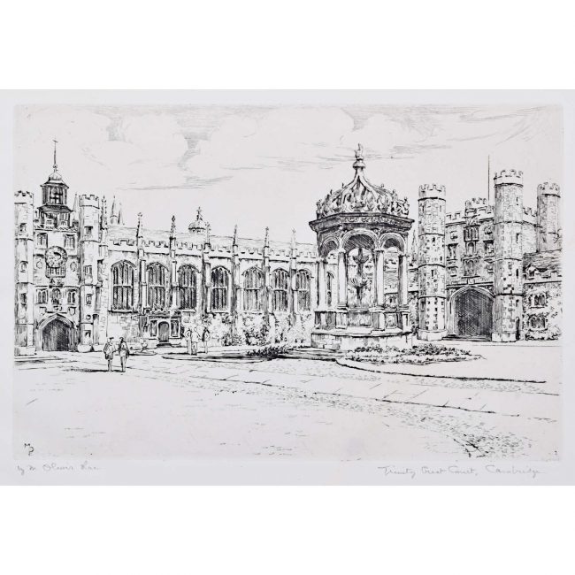 Mabel Oliver Rae Trinity College Cambridge Great Court etching c. 1920