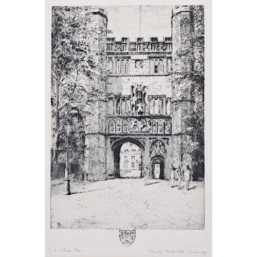 Mabel Oliver Rae Trinity College Cambridge Great Gate etching c. 1920