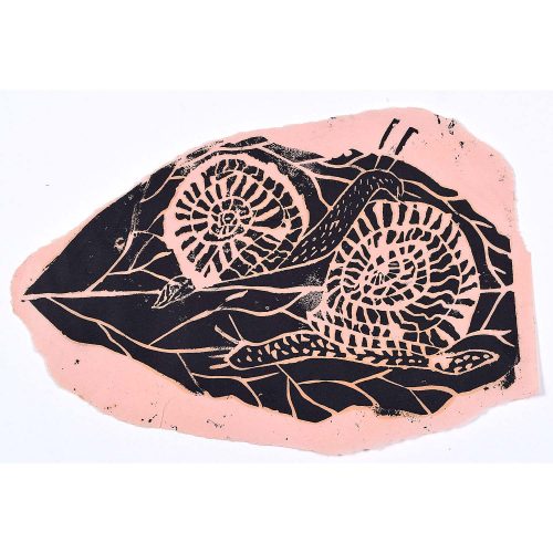 Rosemary Ellis Snail on Leaf Linocut