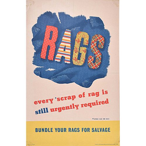 Rags Every bit of rag still urgently required WW2 British Home Front Poster