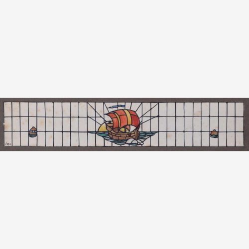 TW Camm Red Saling Boat Stained Glass Window Design