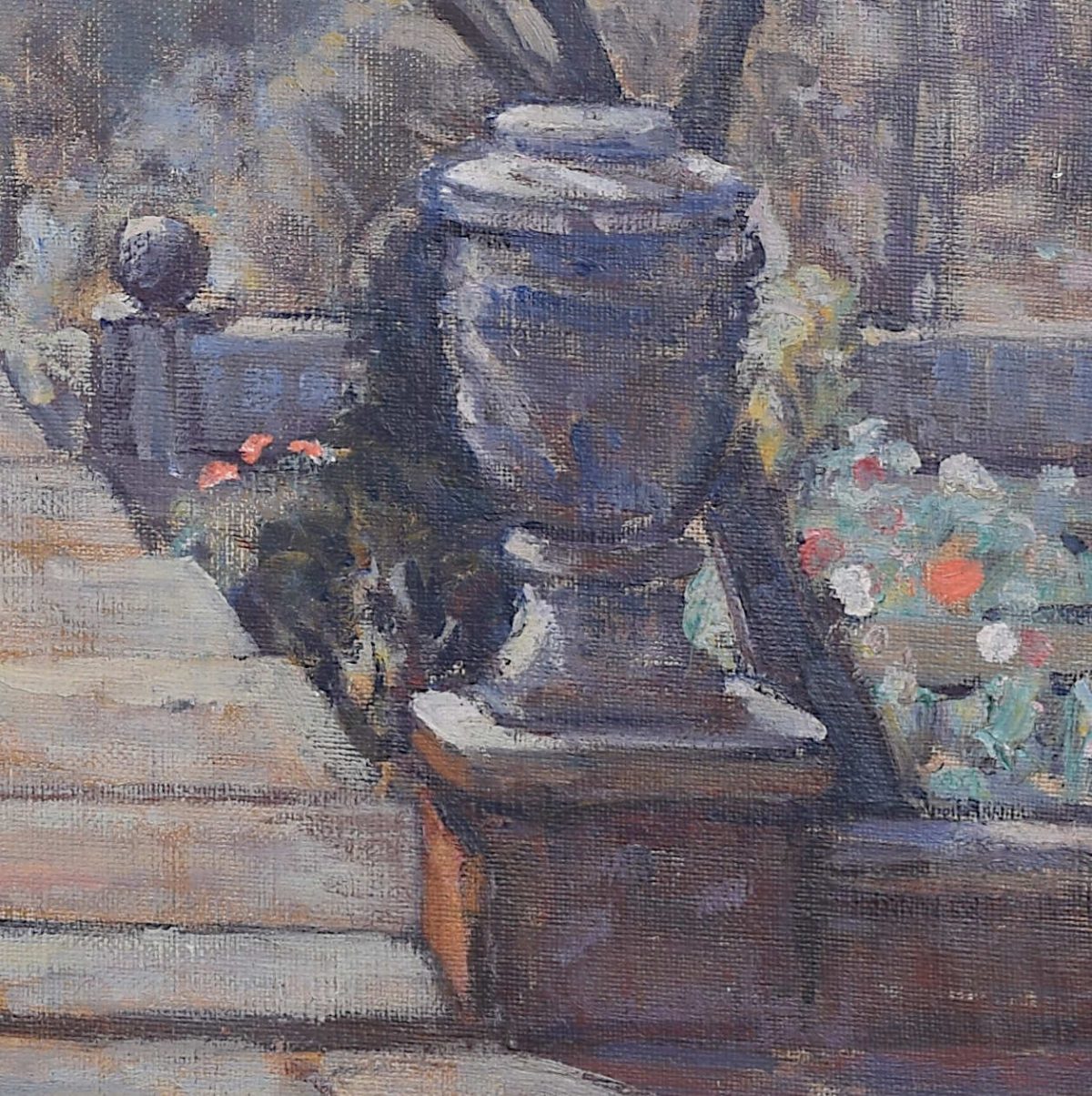 Ethel Louise Rawlins A Garden Below the South Downs oil painting