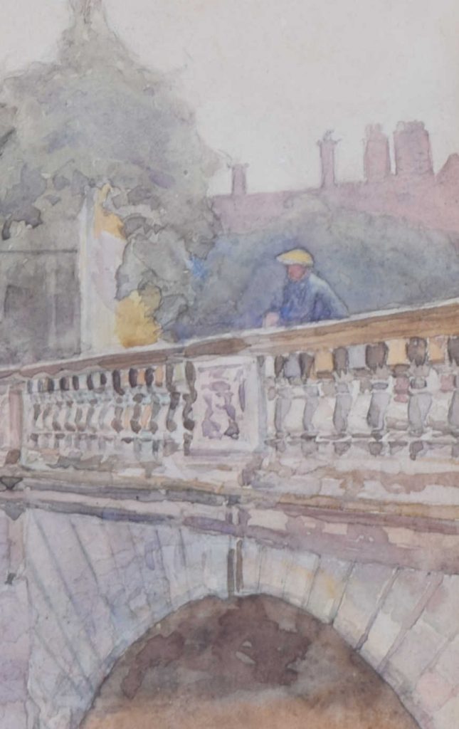 Wren Bridge Spring St John's College, Cambridge Kitchen Bridge by Christopher Wren watercolour