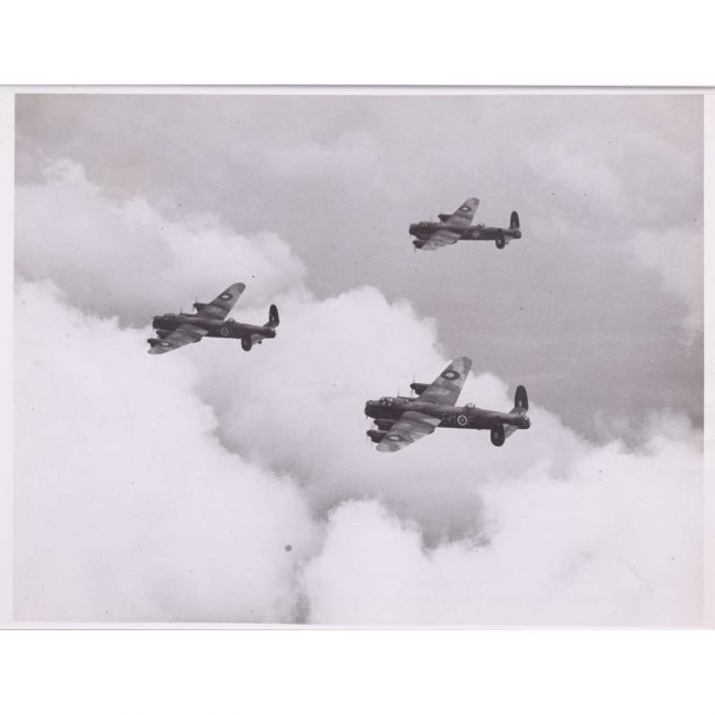 Three Lancaster Bombers in Flight original photograph